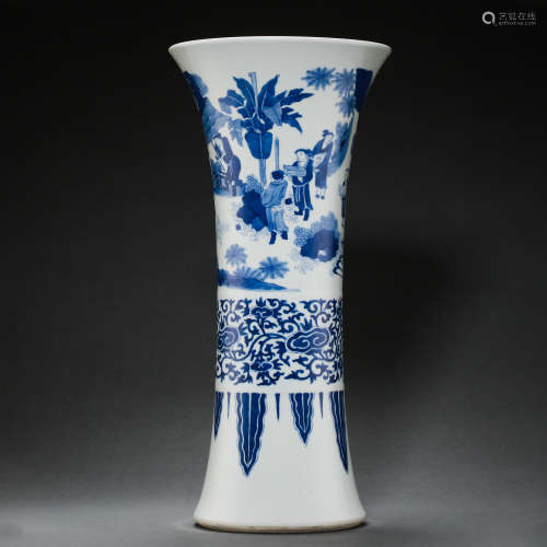 BLUE AND WHITE FLOWER GOBLET, QING DYNASTY, CHINA