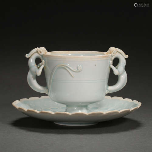 HUTIAN WARE CELADON CUP AND SAUCER, SOUTHERN SONG DYNASTY, C...