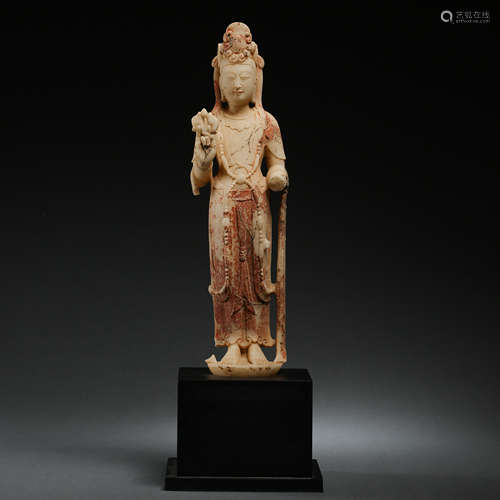 WHITE JADE GUANYIN STANDING STATUE, TANG DYNASTY, CHINA