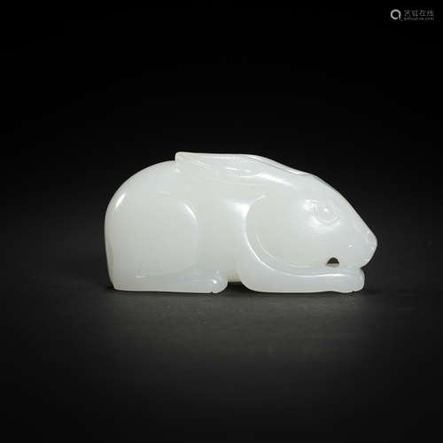 HETIAN WHITE JADE RABBIT, QING DYNASTY, CHINA