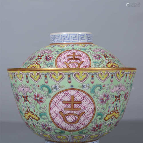 Qing-Guangxu famille rose cover bowl