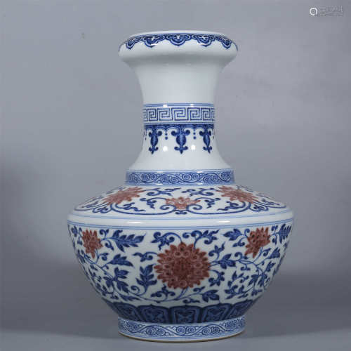 Qing-Qianlong blue and white inkstone red vase