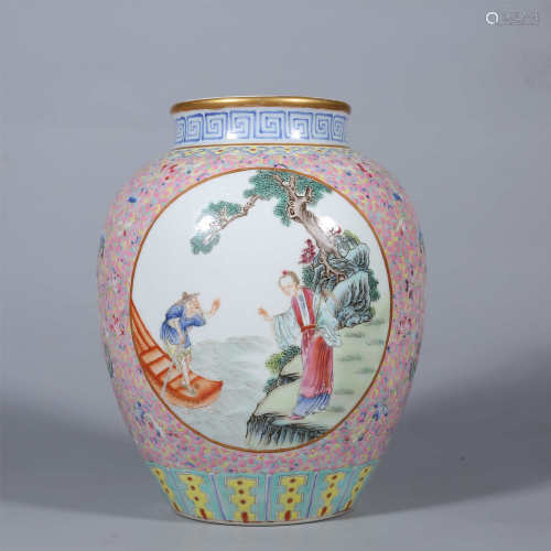Qing-Yongzheng famille rose figure jar