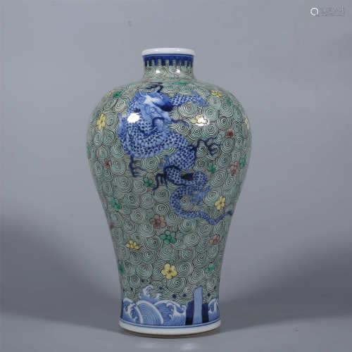 Qing-Kangxi bucket color plum bottle