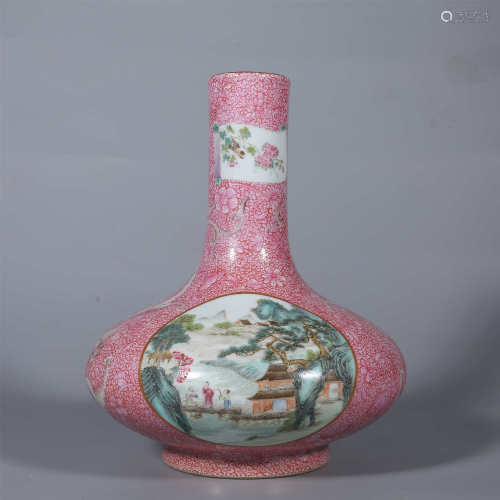 Qing-Qianlong famille rose water chestnut vase