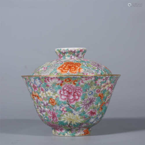 Qing Dynasty-Qianlong famille rose flower cup