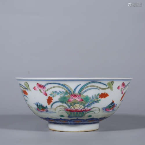 Qing-Daoguang Pastel Color Mandarin Duck Bowl