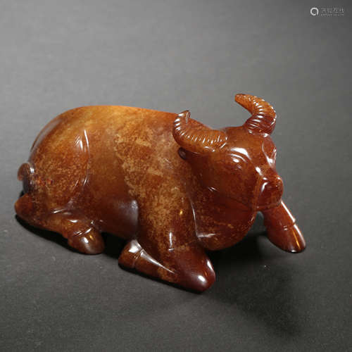 CHINESE HETIAN JADE COW, HAN DYNASTY