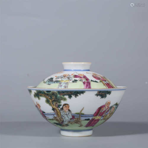 Qing Dynasty-Qianlong famille rose figure bowl