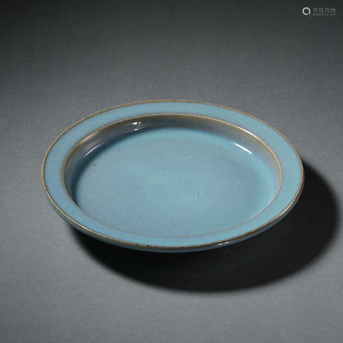 JUN WARE SKY BLUE GLAZED FOLDED EDGE PLATE, NORTHERN SONG DY...