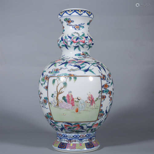 Qing Dynasty-Qianlong famille rose character vase