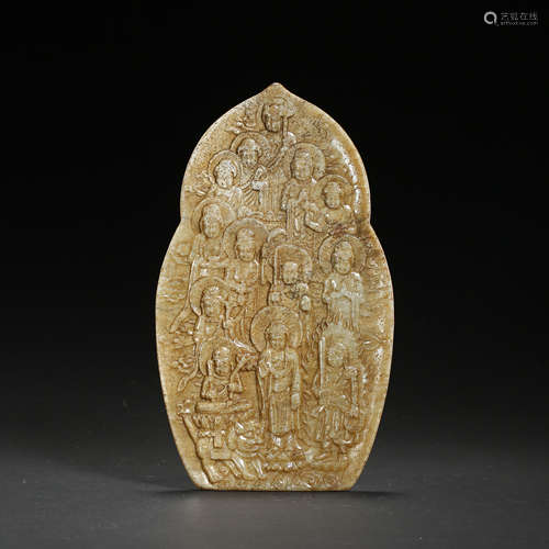 HETIAN JADE BUDDHA PLATE DECORATION, QING DYNASTY, CHINA