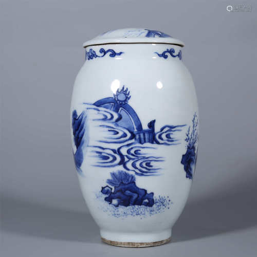 Qing-Kangxi blue and white jar
