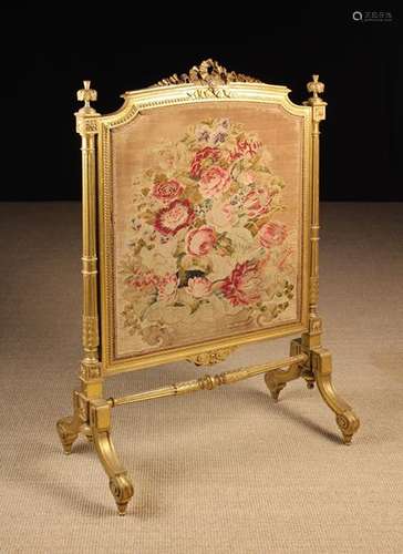 A Fine 19th Century Needlework Fire Screen in a Louis XVI st...