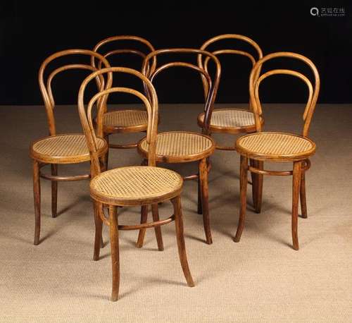 Six Early 20th Century Austrian Bent-wood Bistro Chairs (a s...