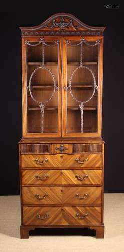 A Small Georgian Style Mahogany Secretaire Bookcase.