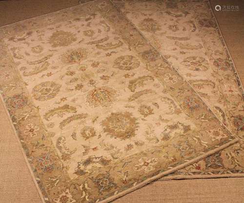 A Pair of Attractive Indian Hand-knotted Wool Carpets woven ...