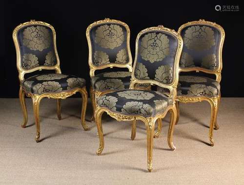 A Set of Four 19th Century Style Carved & Gilded Chairs.