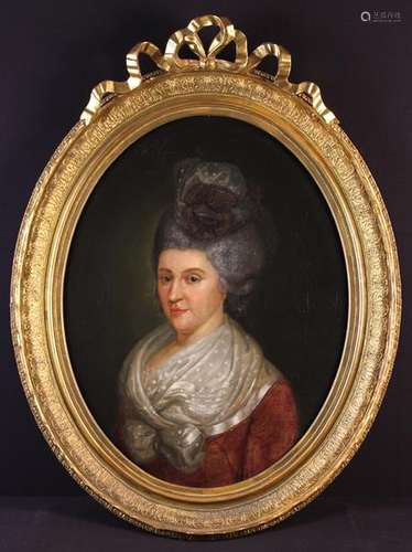 An 18th Century Oval Portrait Painting: Oil on Canvas depict...