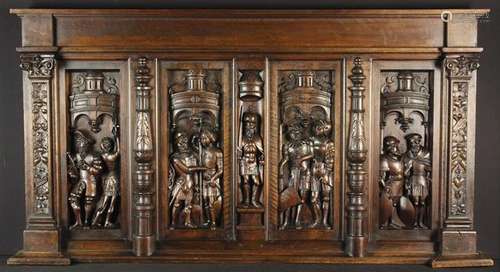 A Fine 19th Century Carved & Panelled Walnut Over Mantel.