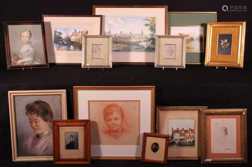 A Group of Pictures to include: a framed watercolour of Rood...