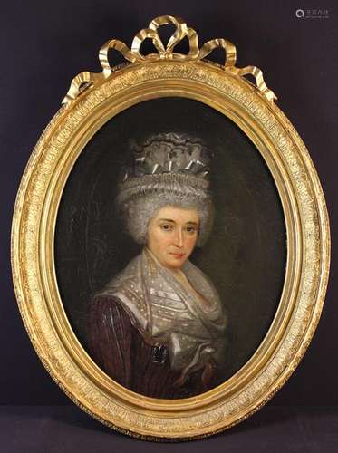 An 18th Century Oval Portrait Painting: Oil on Canvas depict...