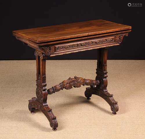 A 19th Century Anglo-Indian Colonial Rosewood Fold-over Card...