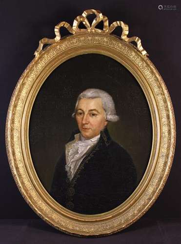 An 18th Century Oval Portrait Painting: Oil on Canvas depict...