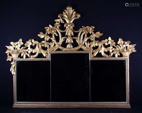 A 19th Century Carved & Gilded Overmantel Mirror (A/F).