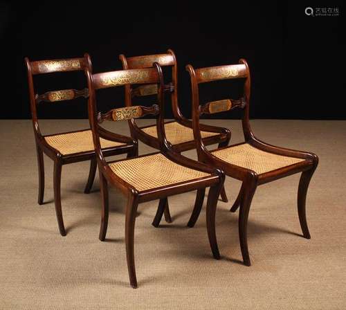 A Set of Four Regency Simulated Rosewood Dining Chairs inlai...