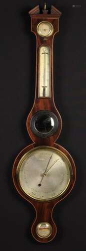 A 19th Century Mahogany Wheel Barometer inlaid with stringin...