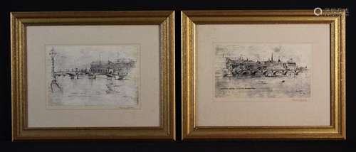 A Pair of Gilt Framed Etchings of London Bridges by Maurice ...