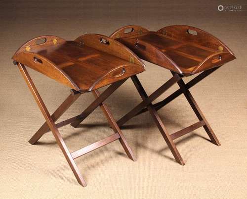 A Pair of Mahogany Butler's Trays on Stands.