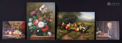 Four Unframed Oils Paintings on Panel,