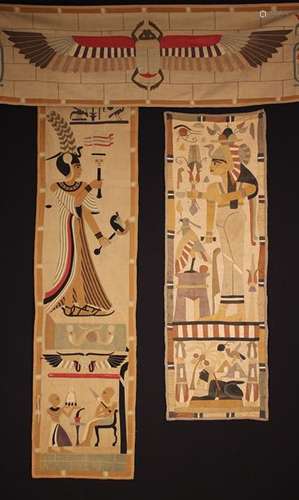 An Early 20th Century Egyptianesque Vertical Banner applique...