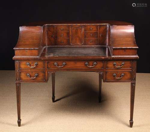 A Vintage Mahogany Veneered Carlton House Desk,.