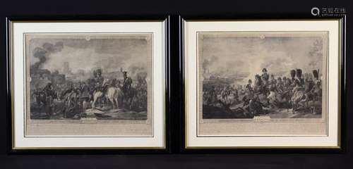 A Pair of Framed French Miliatary Engravings by Charon after...