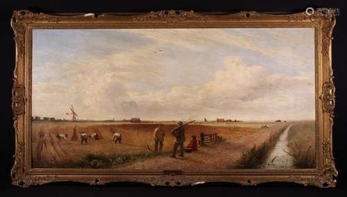 A Large Oil on Canvas of Harvesters,