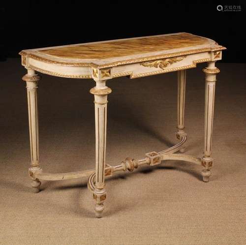 An Attractive Louis XVI Style Carved & Painted Console Table...