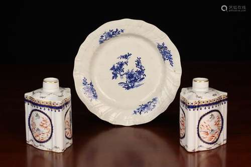 An 18th Century Dish decorated with chinoiserie flowers to t...