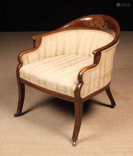 An Edwardian Inlaid Mahogany Tub Armchair.