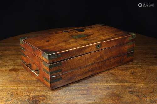 A Regency Mahogany Campaign Writing Box with inset brass swi...