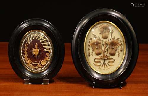 Two 19th Century French Moulded & Ebonised Oval Frames with ...