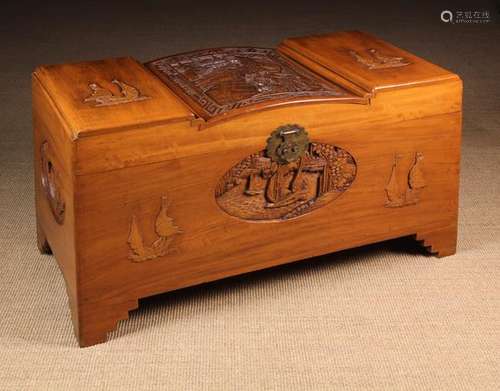 A Carved Camphor Wood Chest.