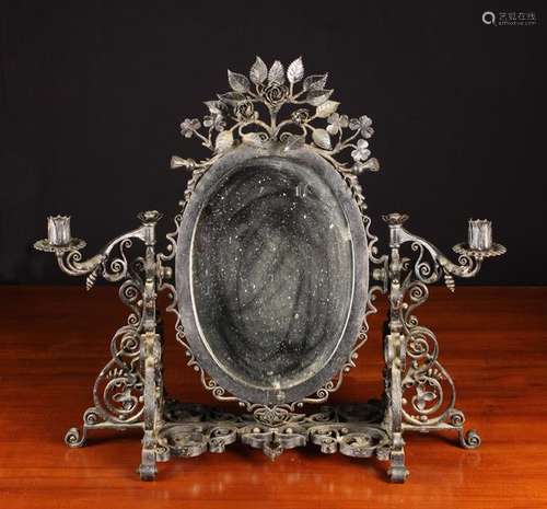 A 19th Century Wrought Iron Dressing Mirror.