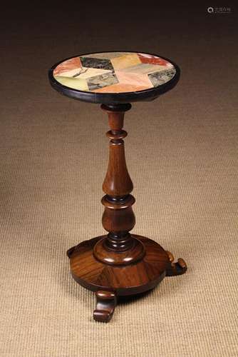 A Small Victorian Specimen Top Rosewood Pedestal Table.