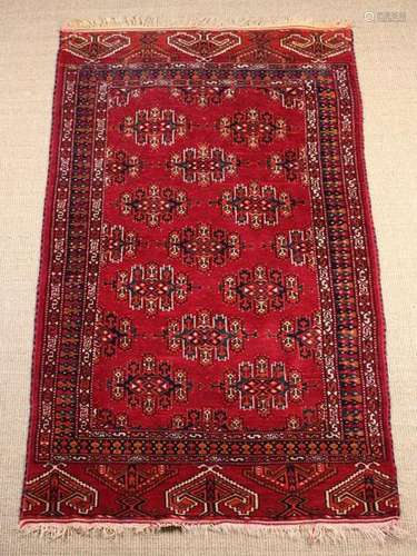 A Small Hand-tied Claret Ground Turkish Carpet Rug 64