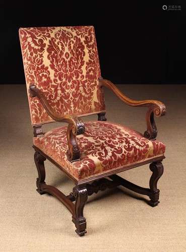 A Large 19th Century Carved Walnut Fauteuil in the Louis XII...