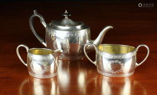 A Small Victorian Silver Three Part Teaset hallmarked Sheffi...