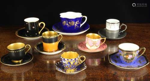 Seven Decorative Coffee Cups & Saucers by Royal Worcester, C...